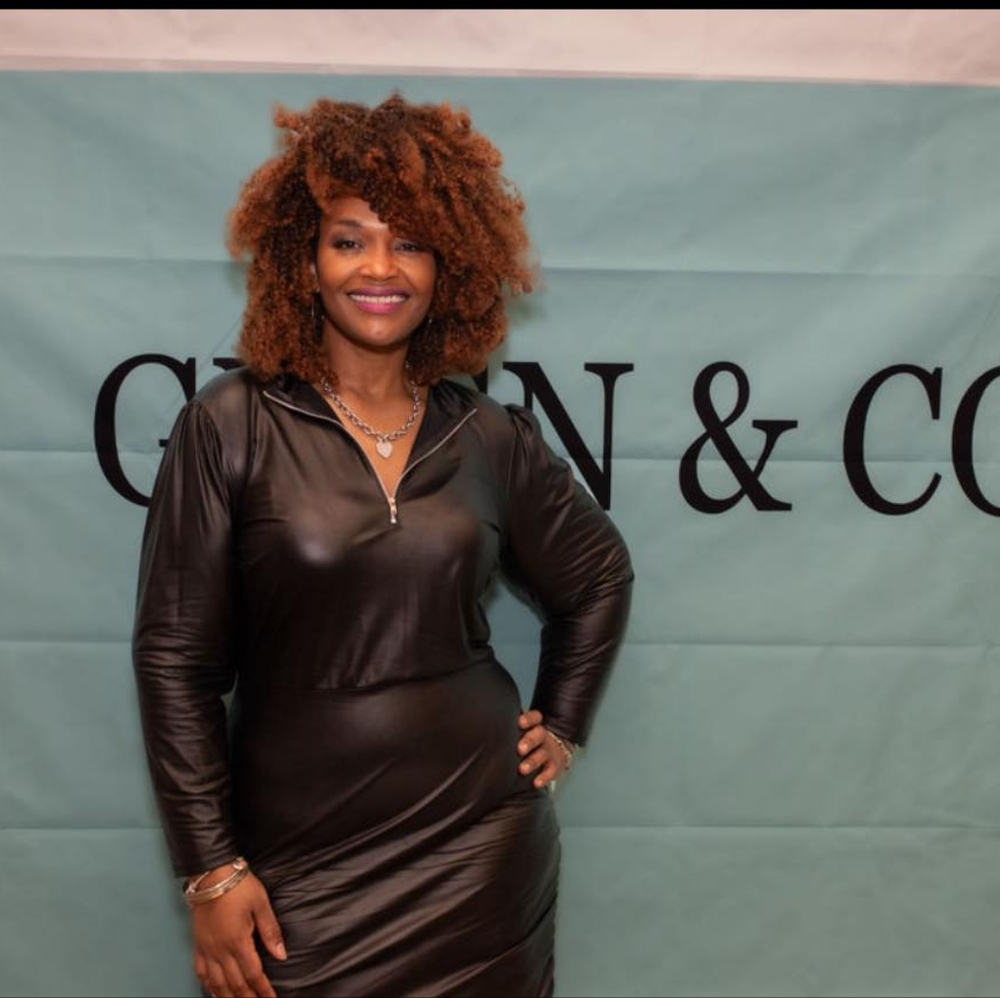 Curvy girl by Ashley Stewart faux leather motorcycle dress with front zip. Black